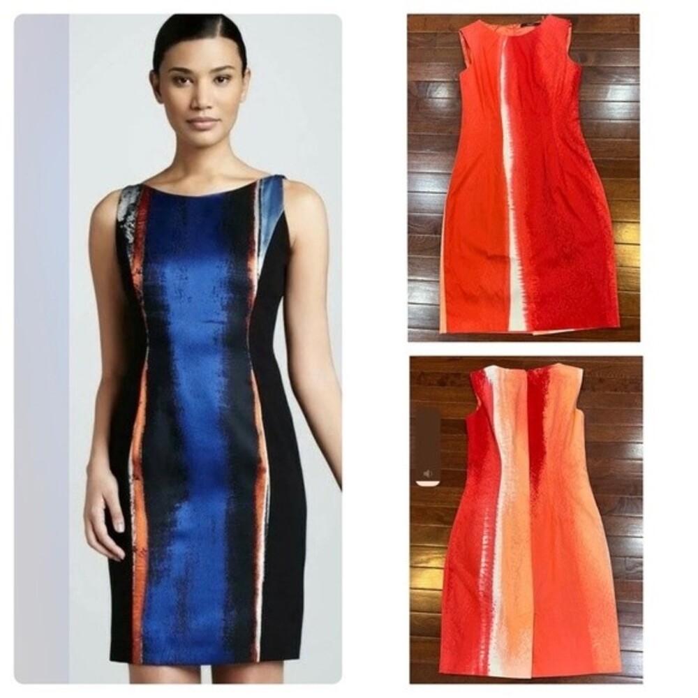 Tahari Kristin sheath dress in Teaberry/Peach Freeze size 4
